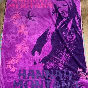 Disney Hannah Montana Purple Fleece Throw Blanket Miley Cyrus 60x47
